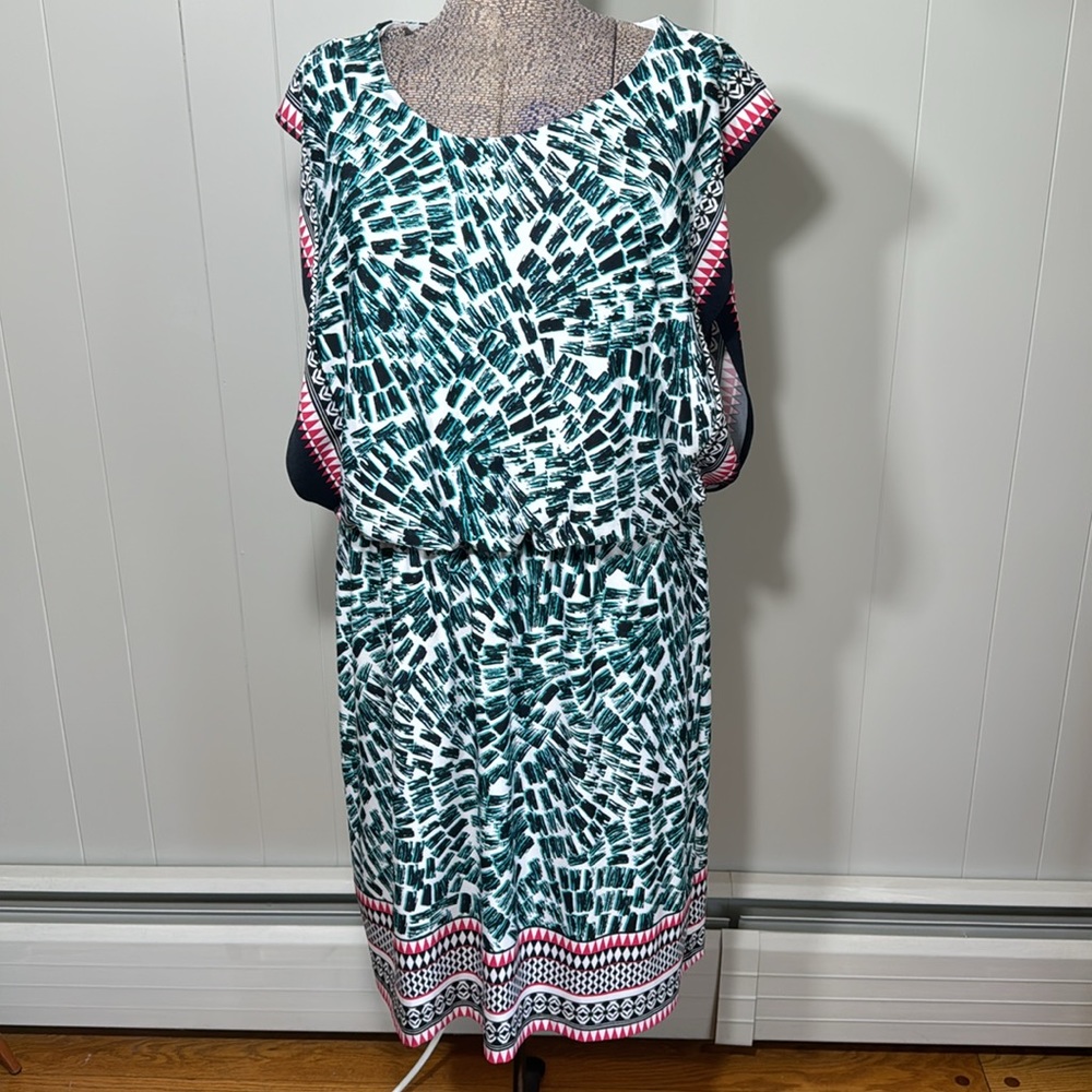Notations NWT Womens XL Sleeveless Dress with Overlay Stretchy Colorful